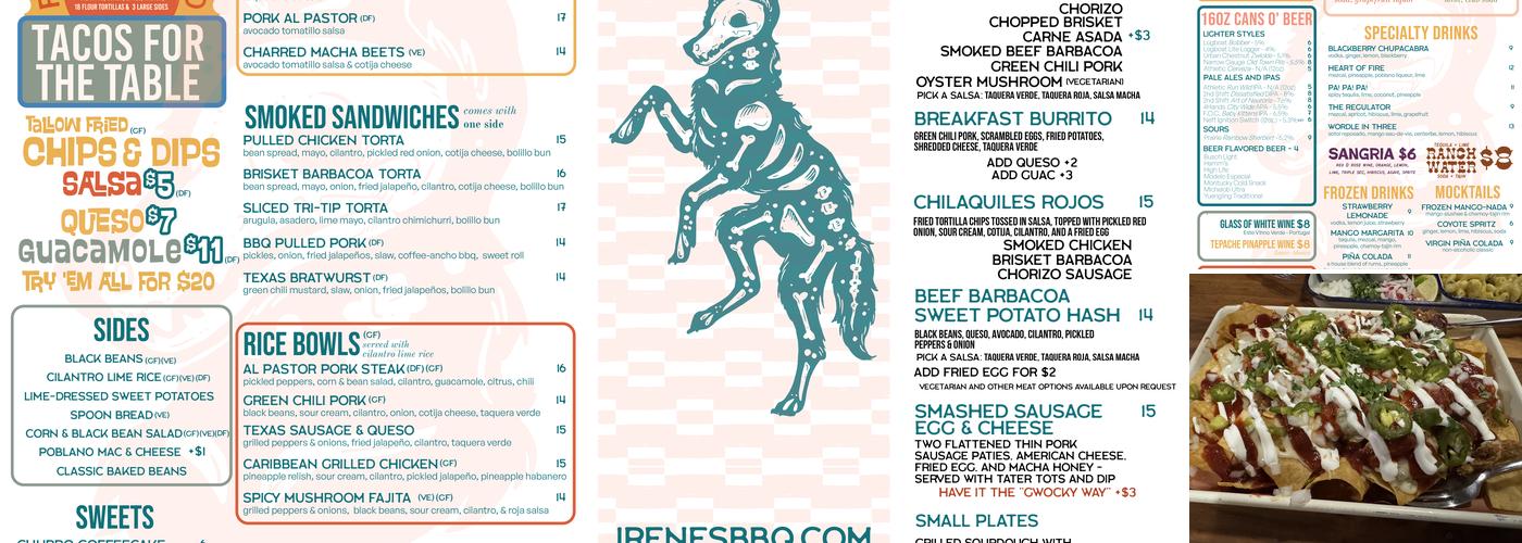 Irene's Menu