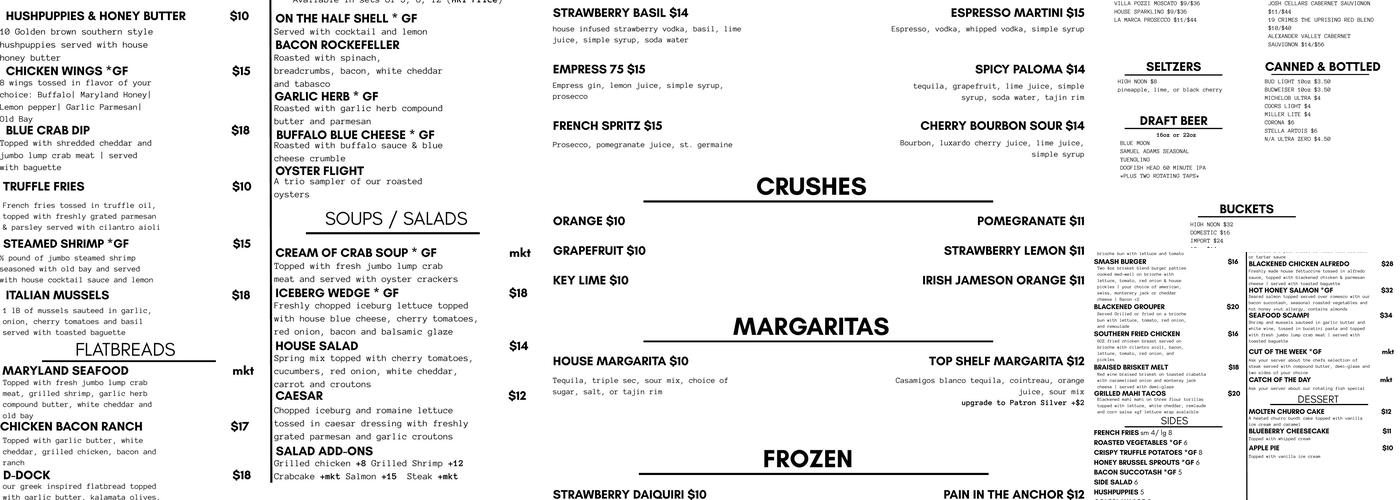 SALT Waterfront Kitchen Menu