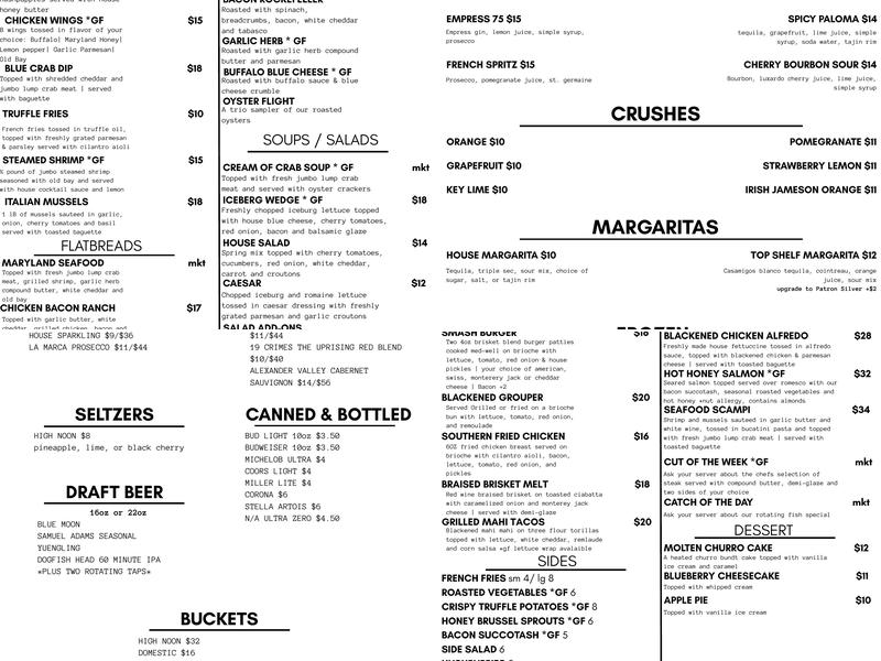SALT Waterfront Kitchen Menu