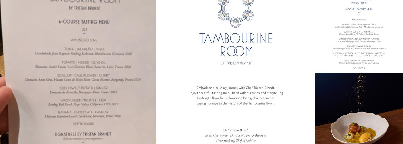 Tambourine Room by Tristan Brandt Menu
