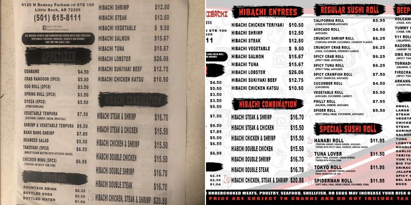 Hanabi Hibachi Express Menu