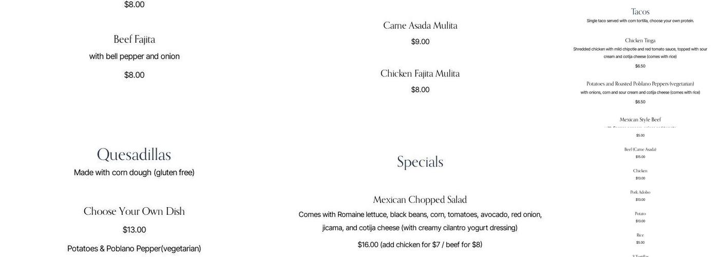 Linda’s Kitchen Menu