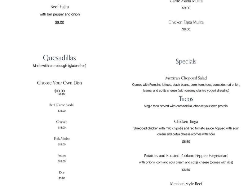 Linda’s Kitchen Menu