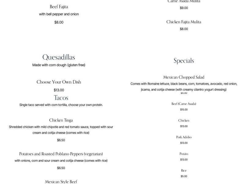 Linda’s Kitchen Menu