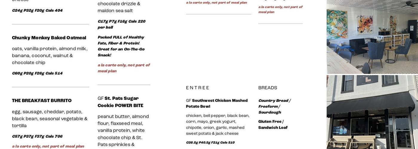 Limitless Meal Supply Menu