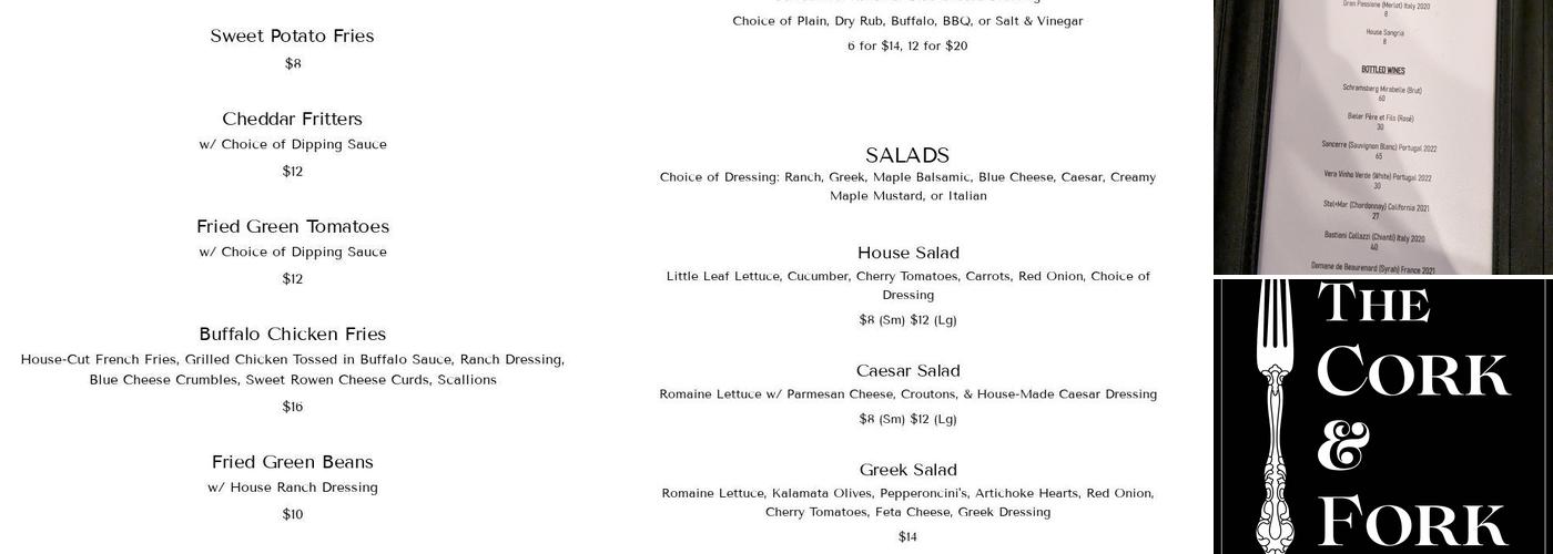 The Cork & Fork Menu