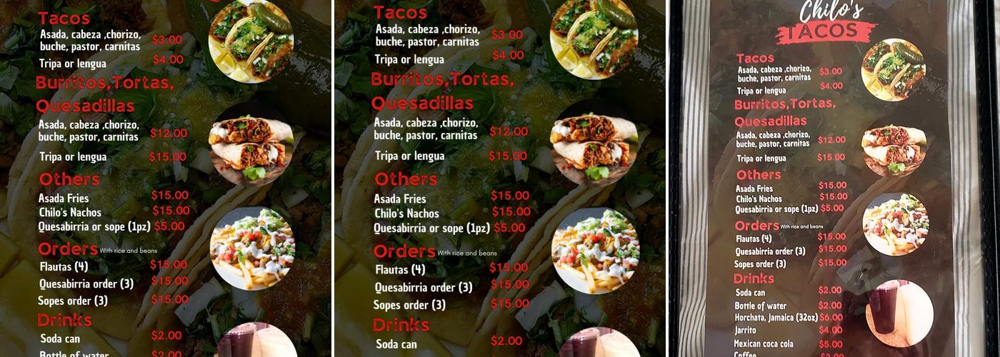 Chilo's Tacos & Mariscos Menu