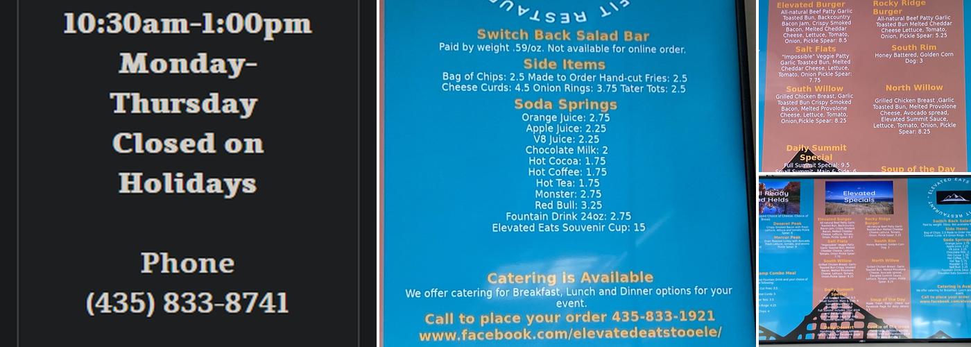 Elevated Eats Menu