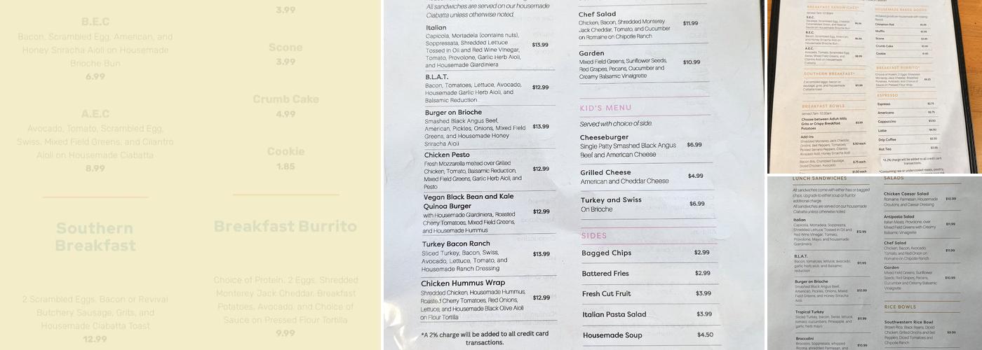 SUNFLOWER Breakfast, Lunch, & Bakery- Wade Hampton Blvd Menu