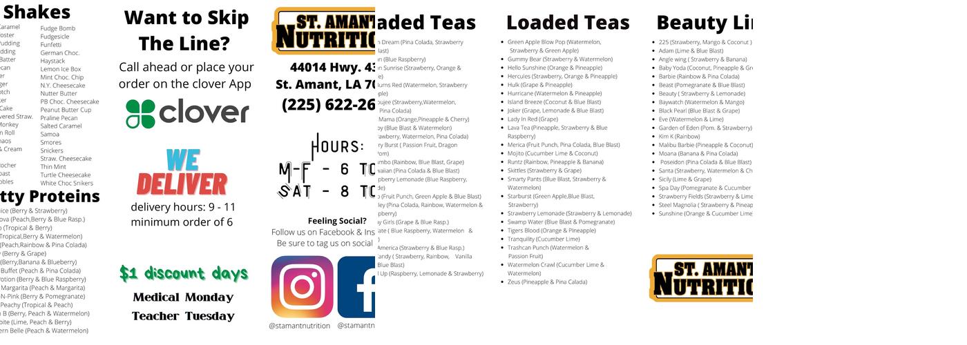 St. Amant Nutrition Menu