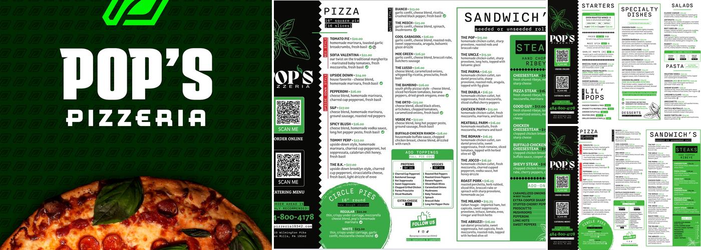 Pop's Pizzeria Menu