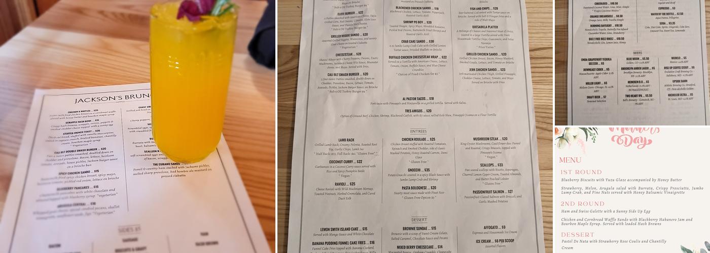 1857 Jackson House Menu