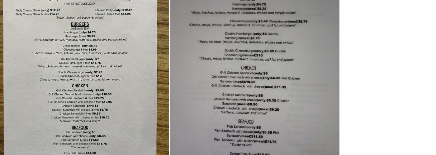 Hot Off Joe's Grill Menu