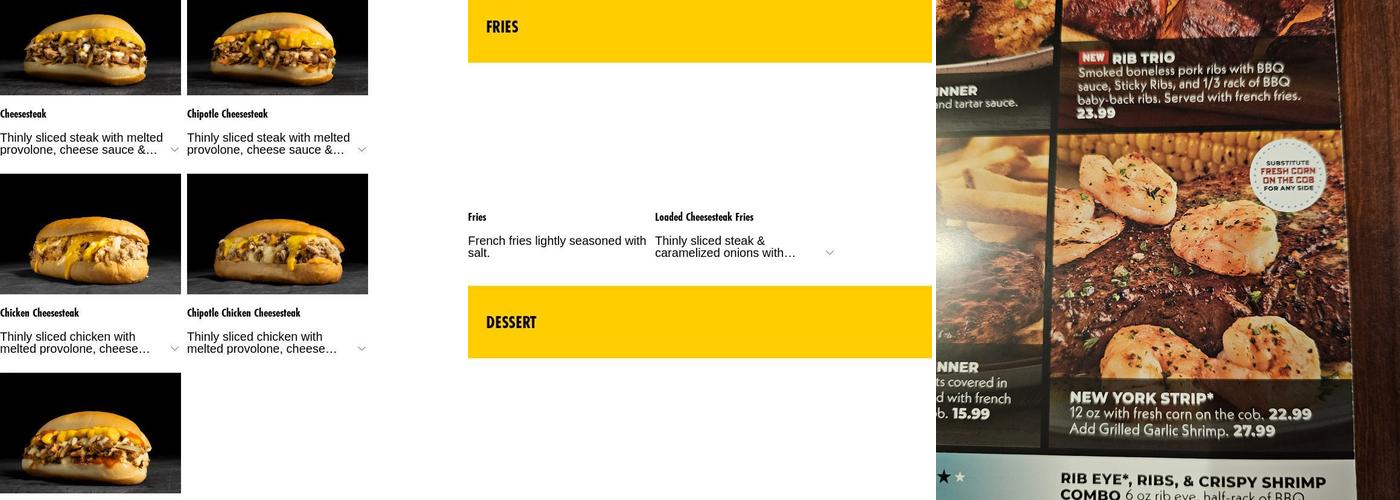 Pardon My Cheesesteak Menu