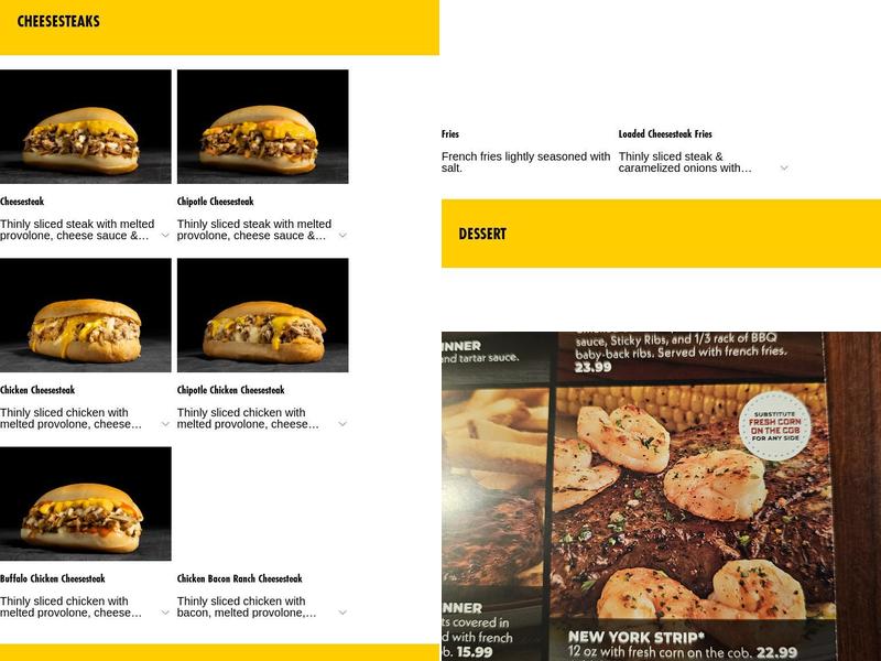 Pardon My Cheesesteak Menu