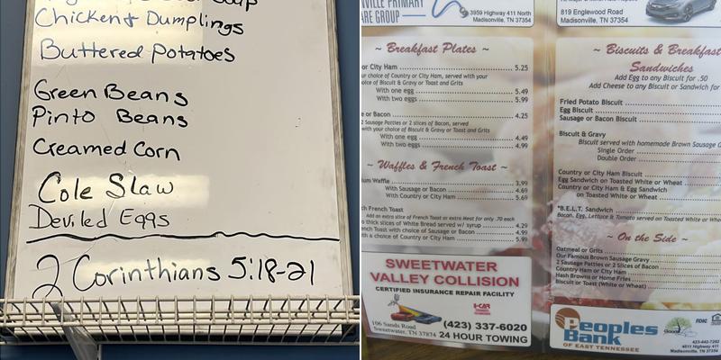 Kelly’s Cafe Menu