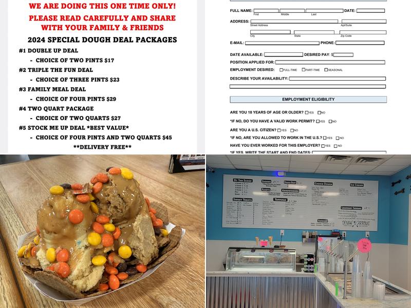 Dough & Arrows Gettysburg Edible Cookie Dough & Ice Cream Menu