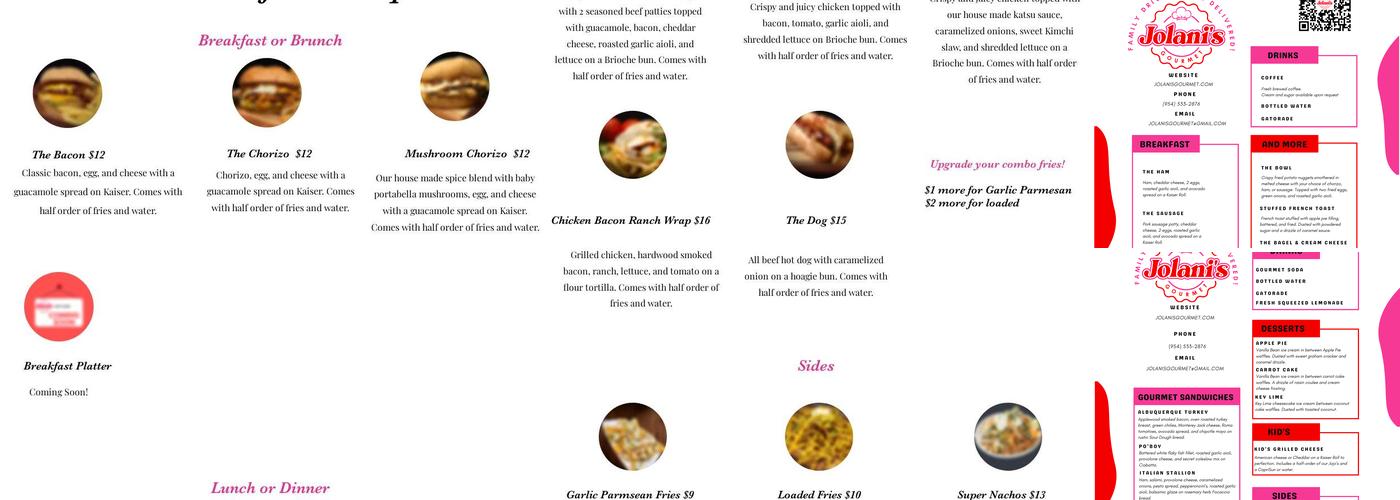 Jolani’s Gourmet Menu