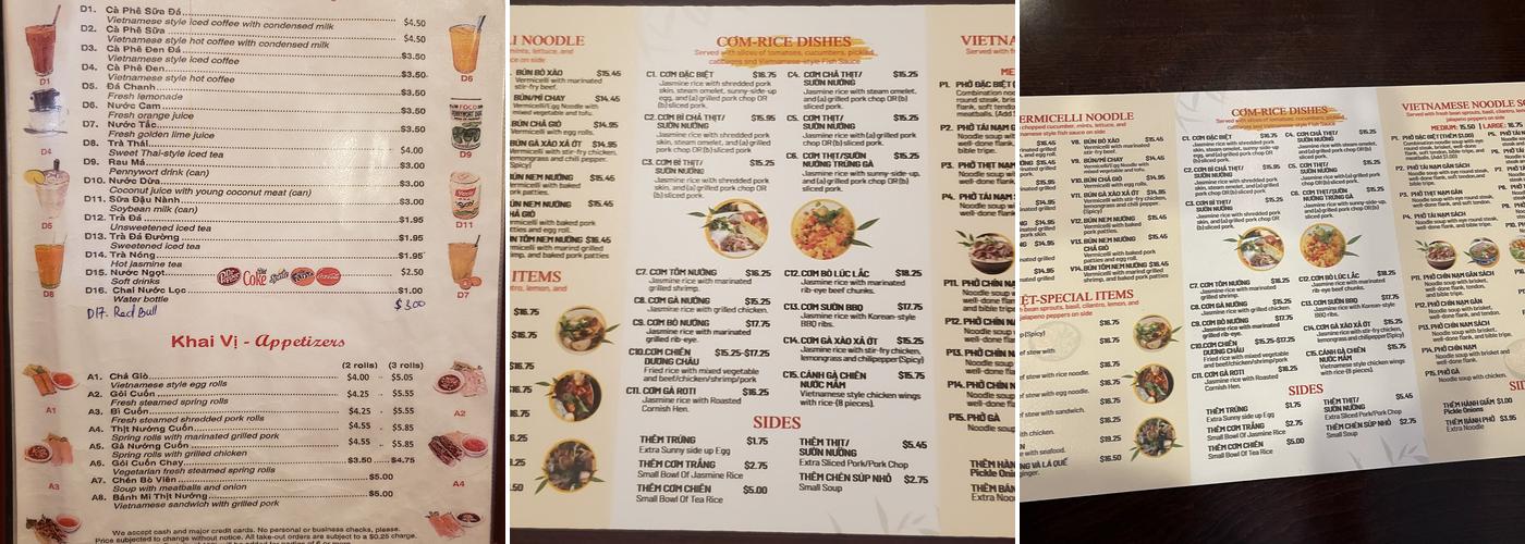 Pho Life Menu