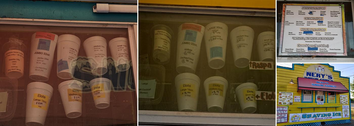 Nery's Snow Cones Menu
