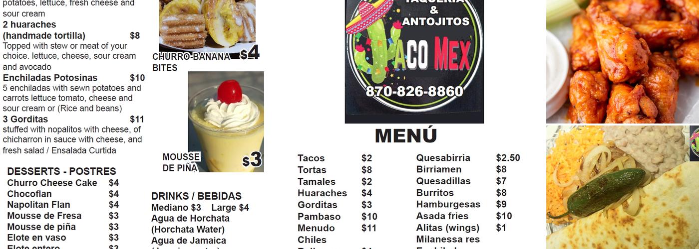 TacoMex Hope, AR Menu