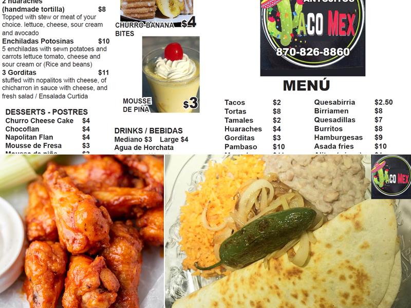 TacoMex Hope, AR Menu