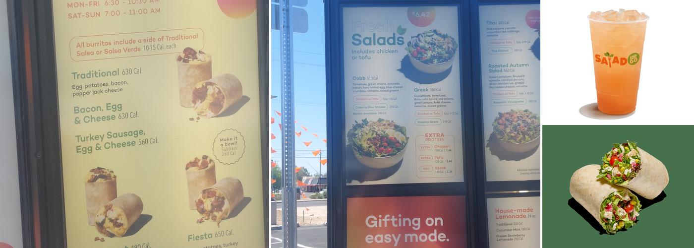 Salad and Go Menu