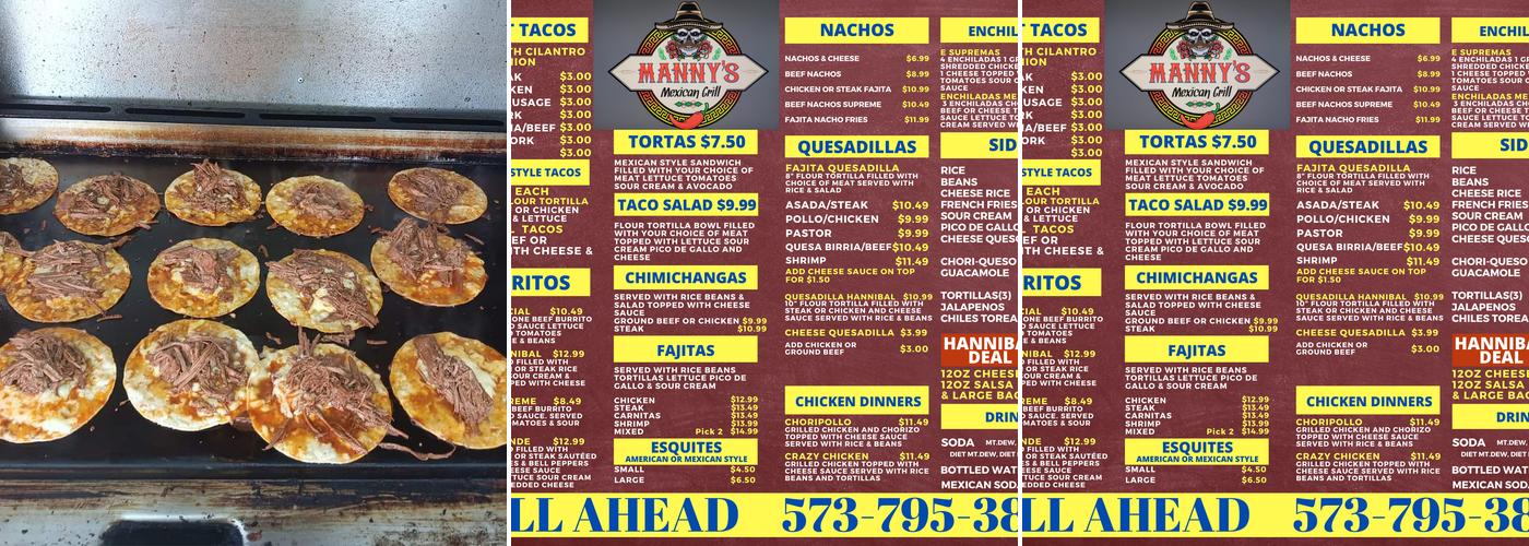 Manny's Mexican Grill Menu