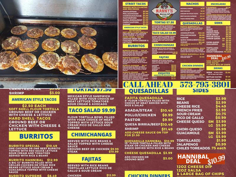 Manny's Mexican Grill Menu