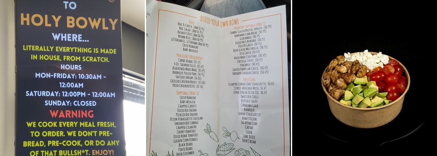 Holy Bowly Menu