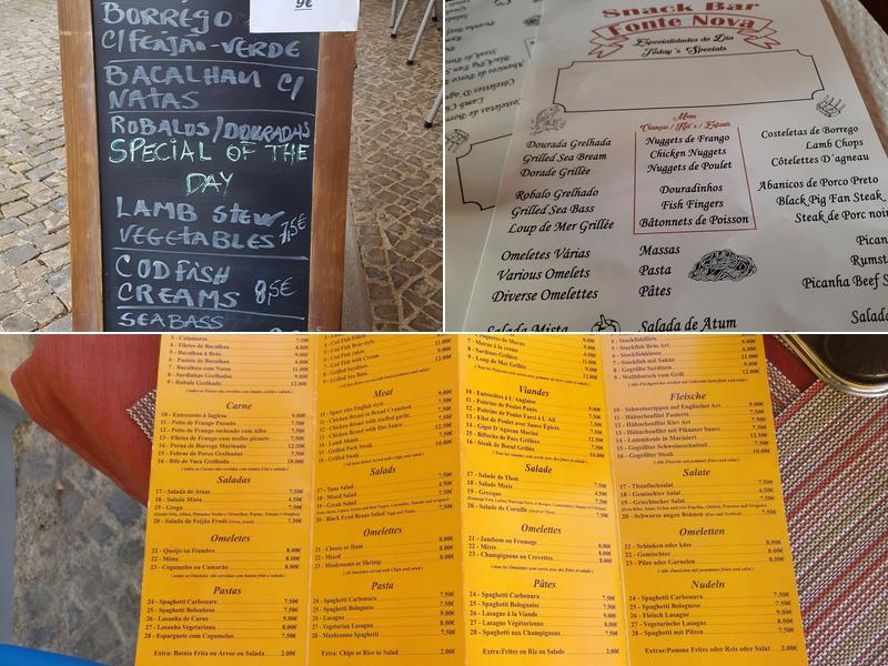 FONTE NOVA Snak-Bar Menu