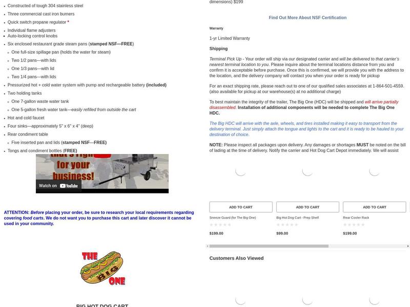 Hot Dog Cart Depot Menu