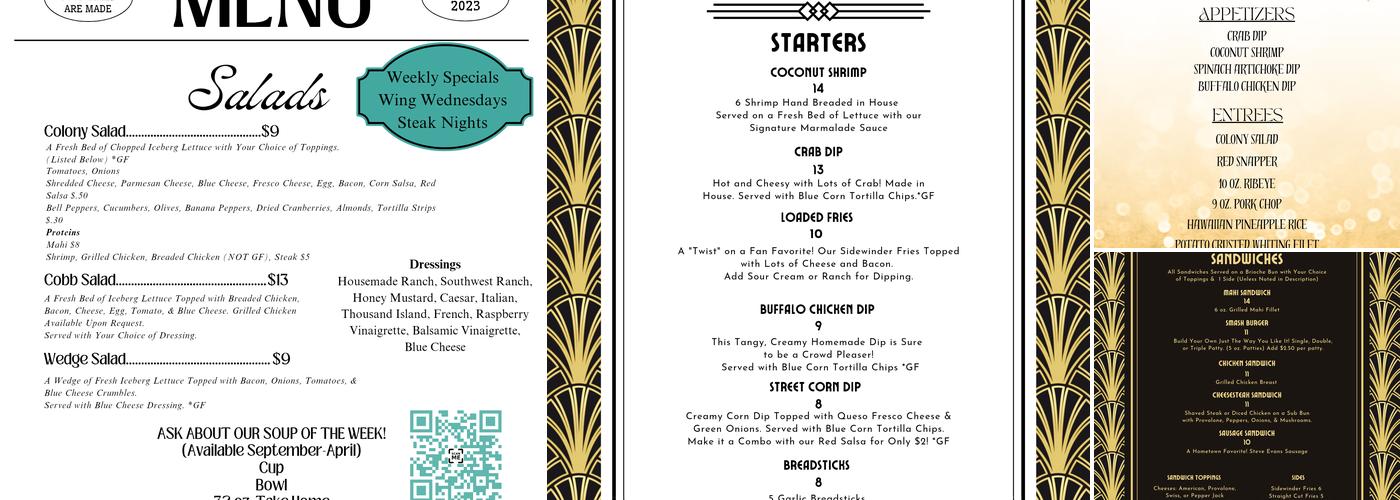The Colony Menu