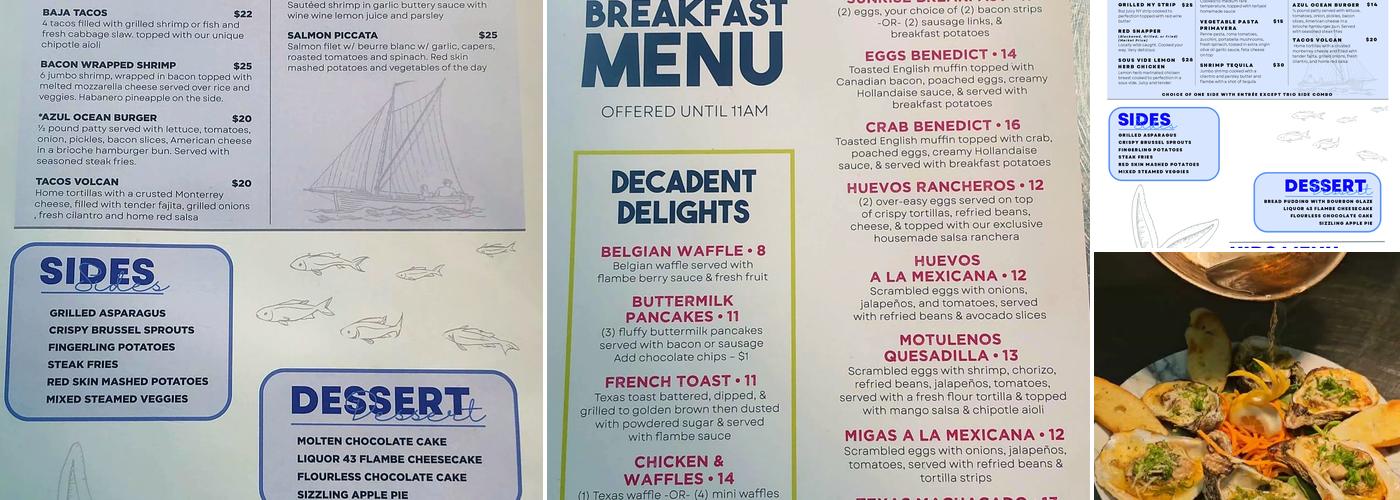 Azul Ocean Grill & Spirits Menu