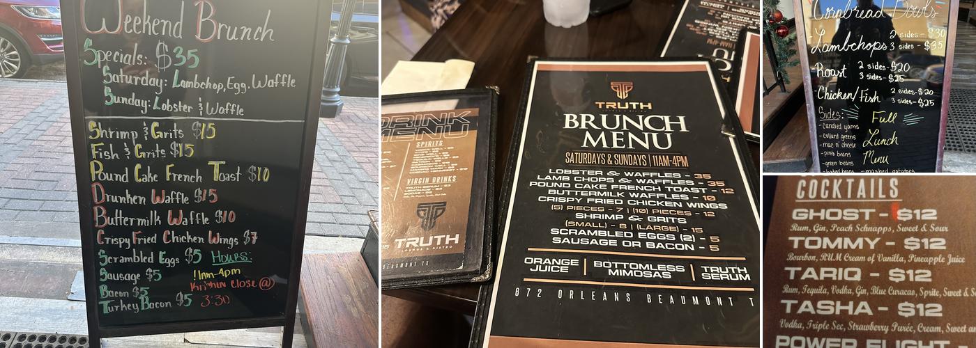 Truth Lounge & Bistro Menu