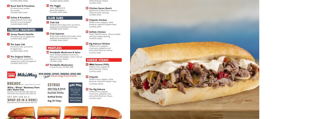 Jersey Mike's Subs Menu