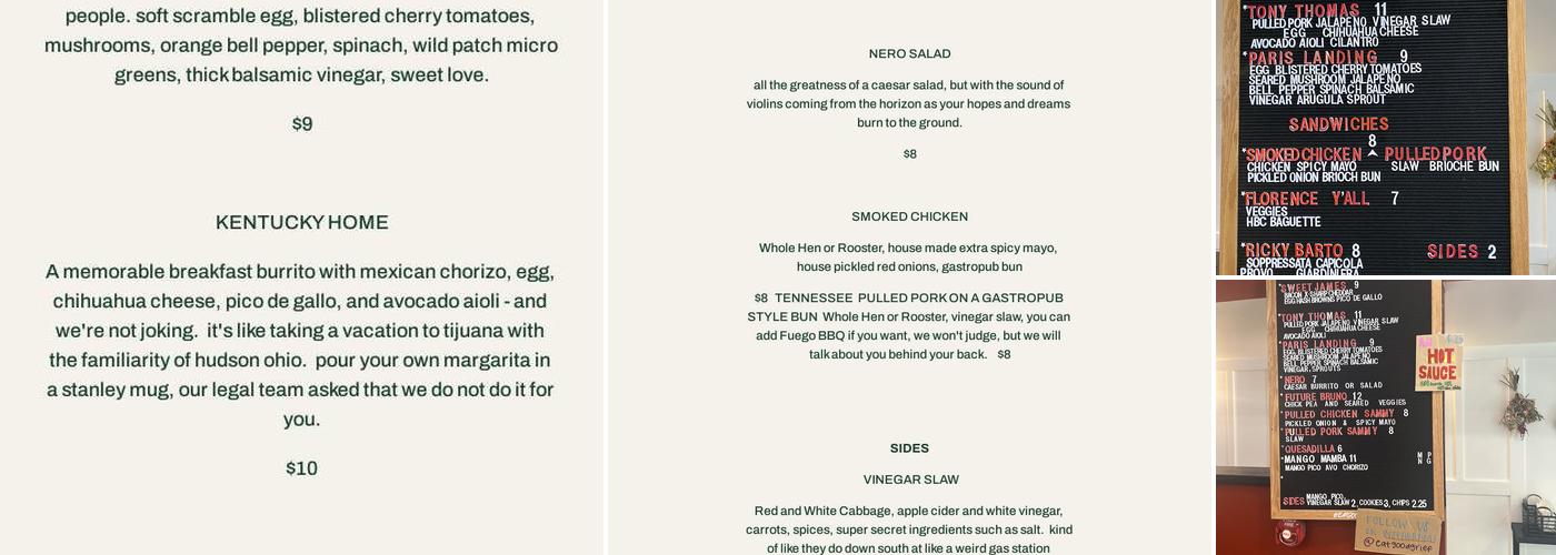 Good Grief! Menu