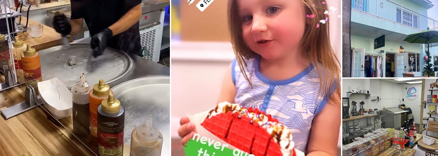 Cold roll ice cream taco