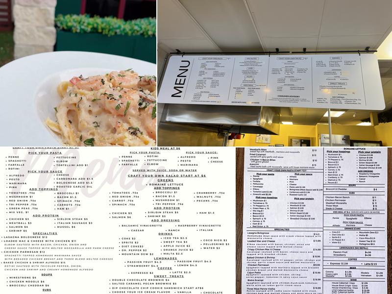 Zoey's Pasta & Restaurant Menu