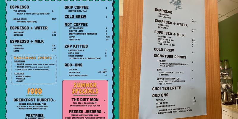 Zap Cat Espresso Bar Menu