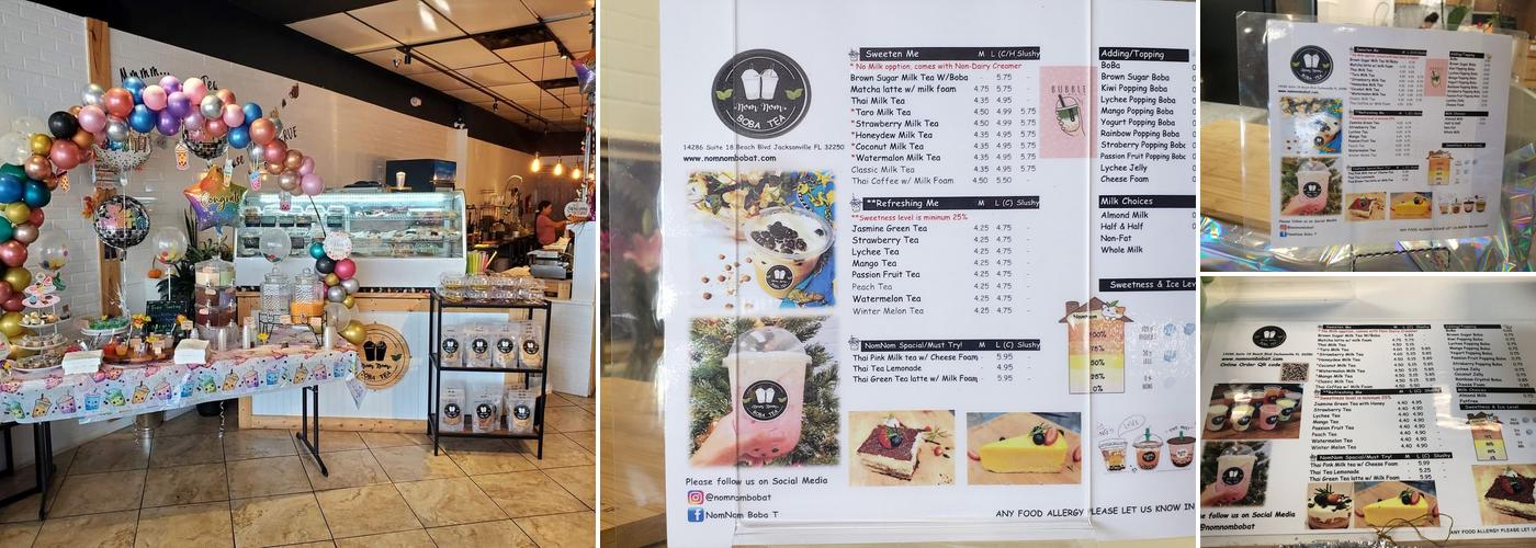 NomNom Boba Tea Menu