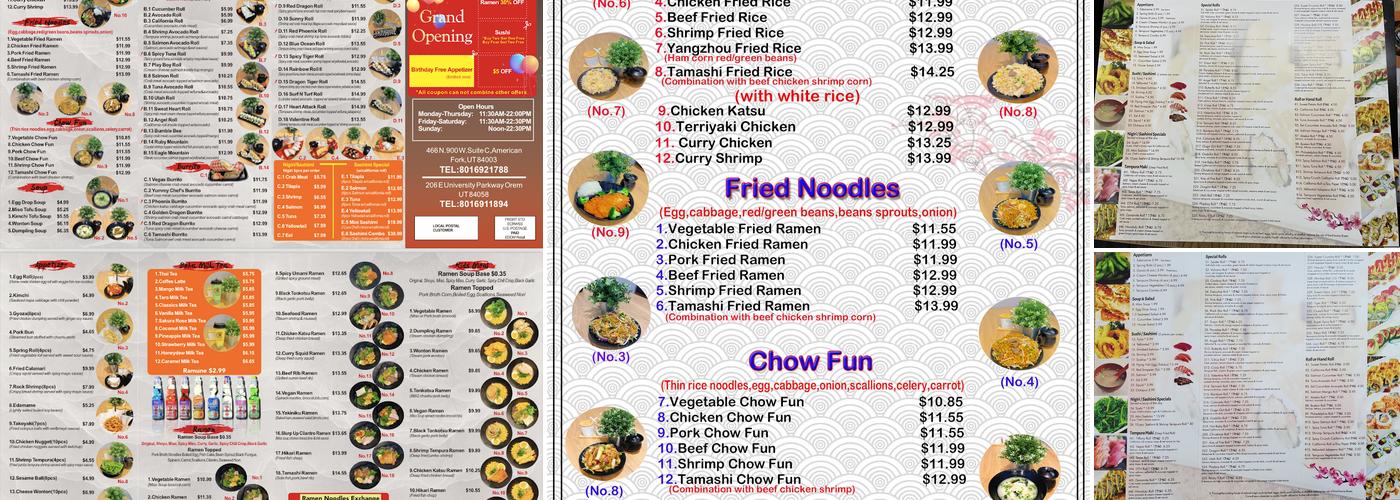 Tamashi Ramen (American Fork) Menu