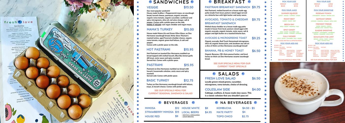 Fresh Love Menu