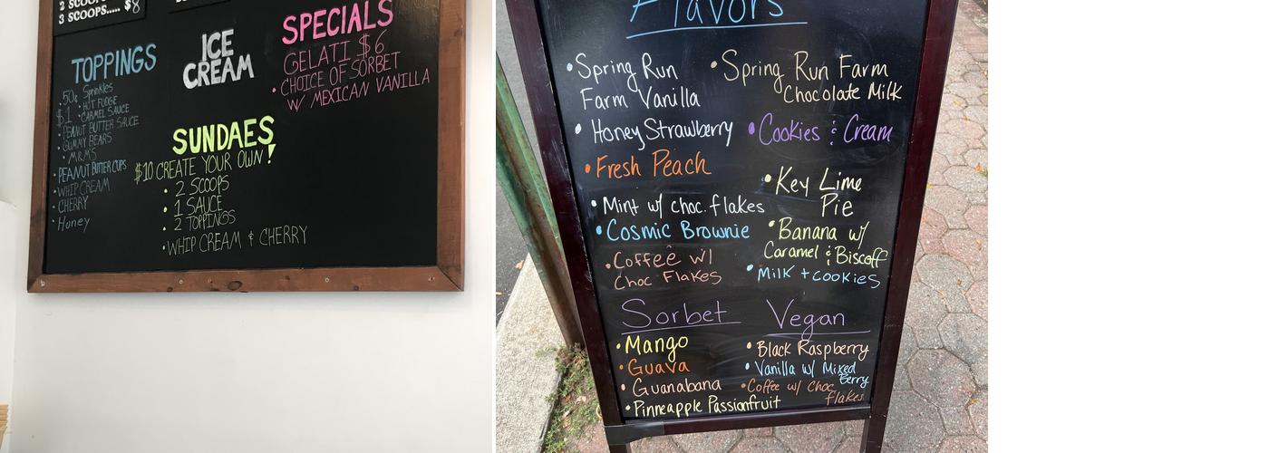 Sandy's Scoops Menu