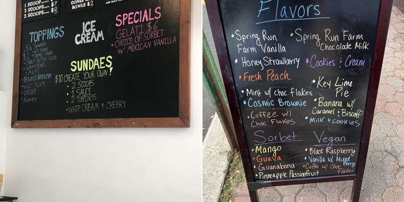 Sandy's Scoops Menu