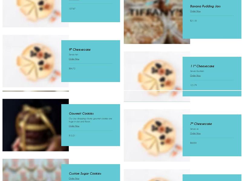 Tiffany’s Dessert Bar Menu