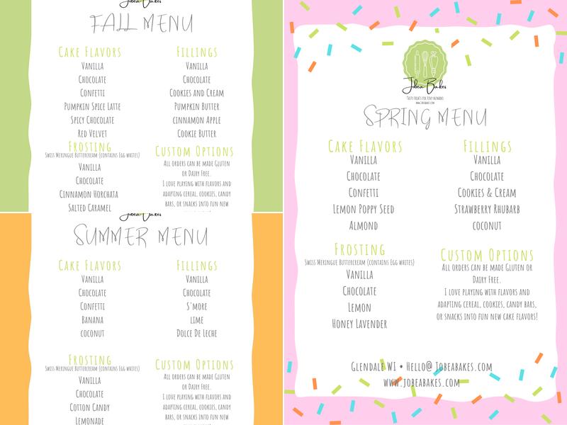 Jobea Bakes Menu