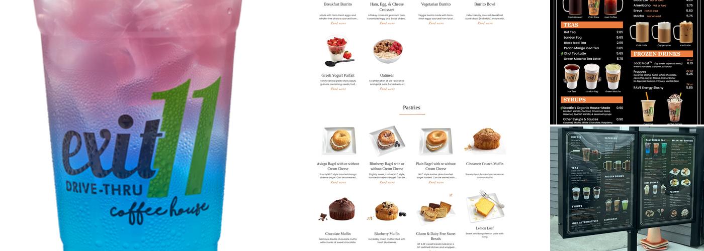 Exit 11 Coffee Drive-Thru Menu