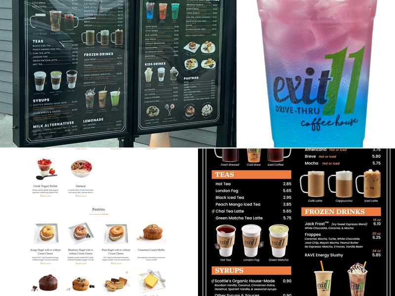 Exit 11 Coffee Drive-Thru Menu