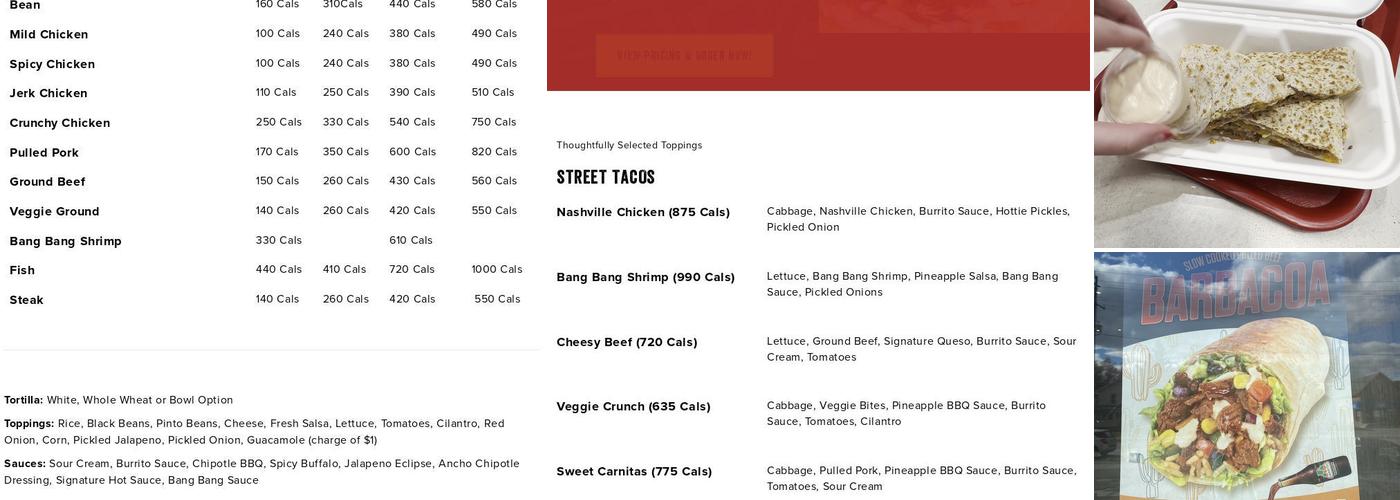 barBURRITO Menu